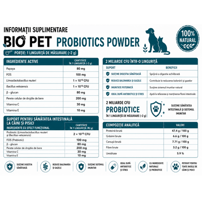 Pudră probiotică pentru digestia câinilor și pisicilor, 120 g