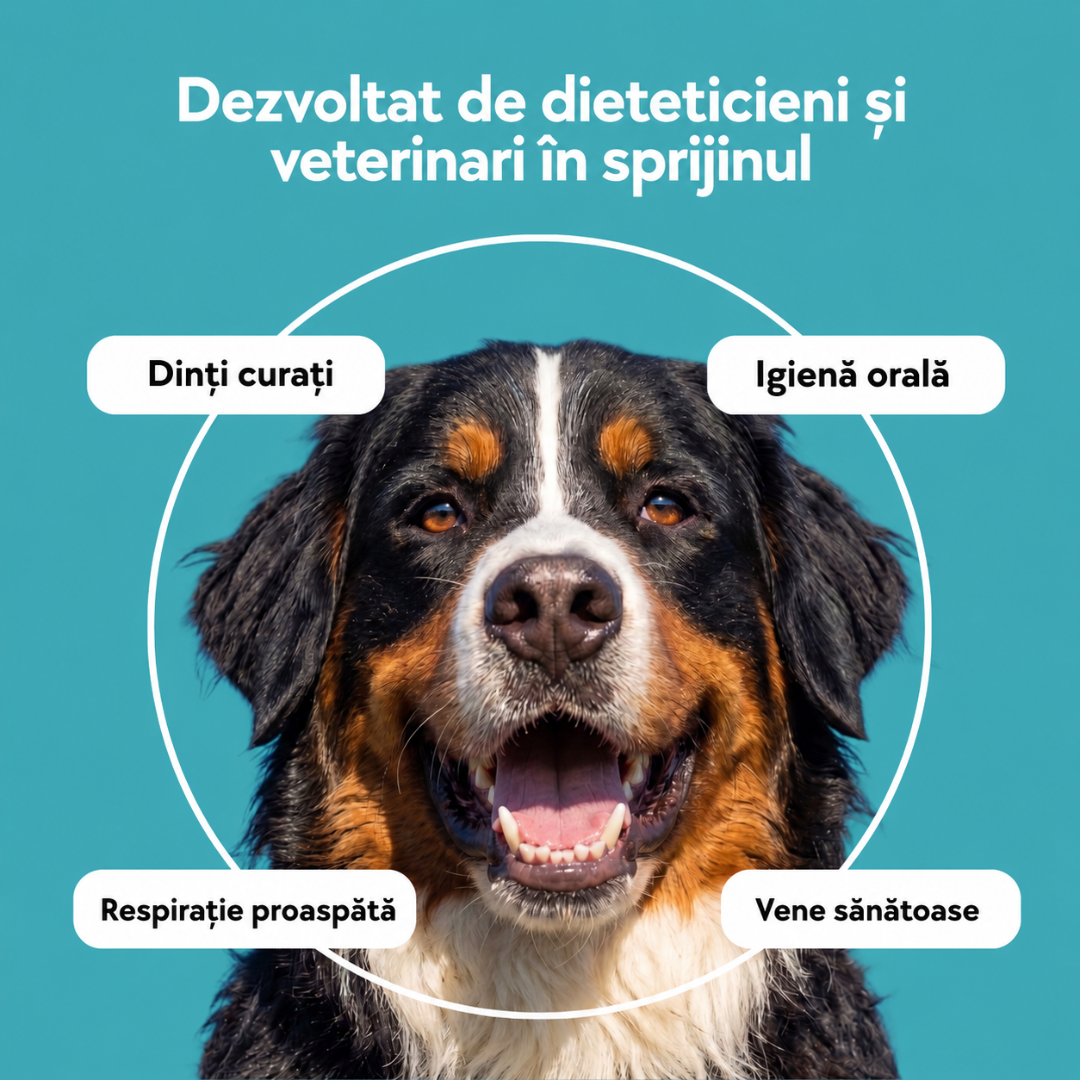 Pudră dentară pentru igiena orală a câinilor și pisicilor, 120 g.