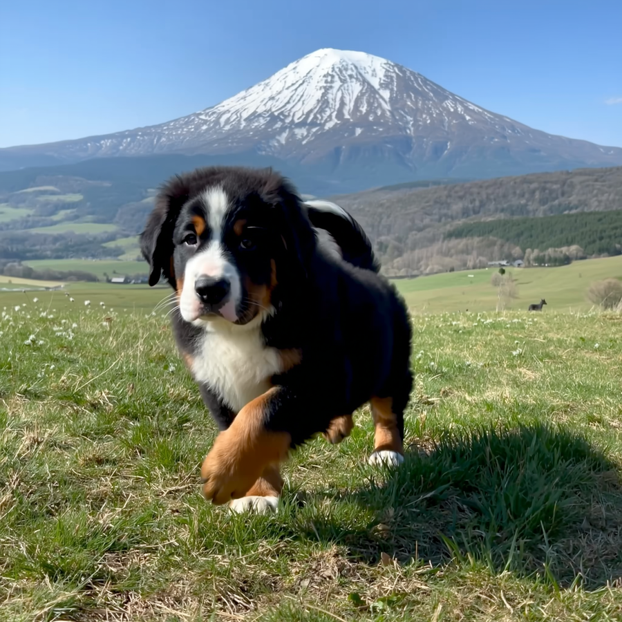 Câine mare în vârstă, posibil Kangal sau Berneză, odihnindu-se la soare