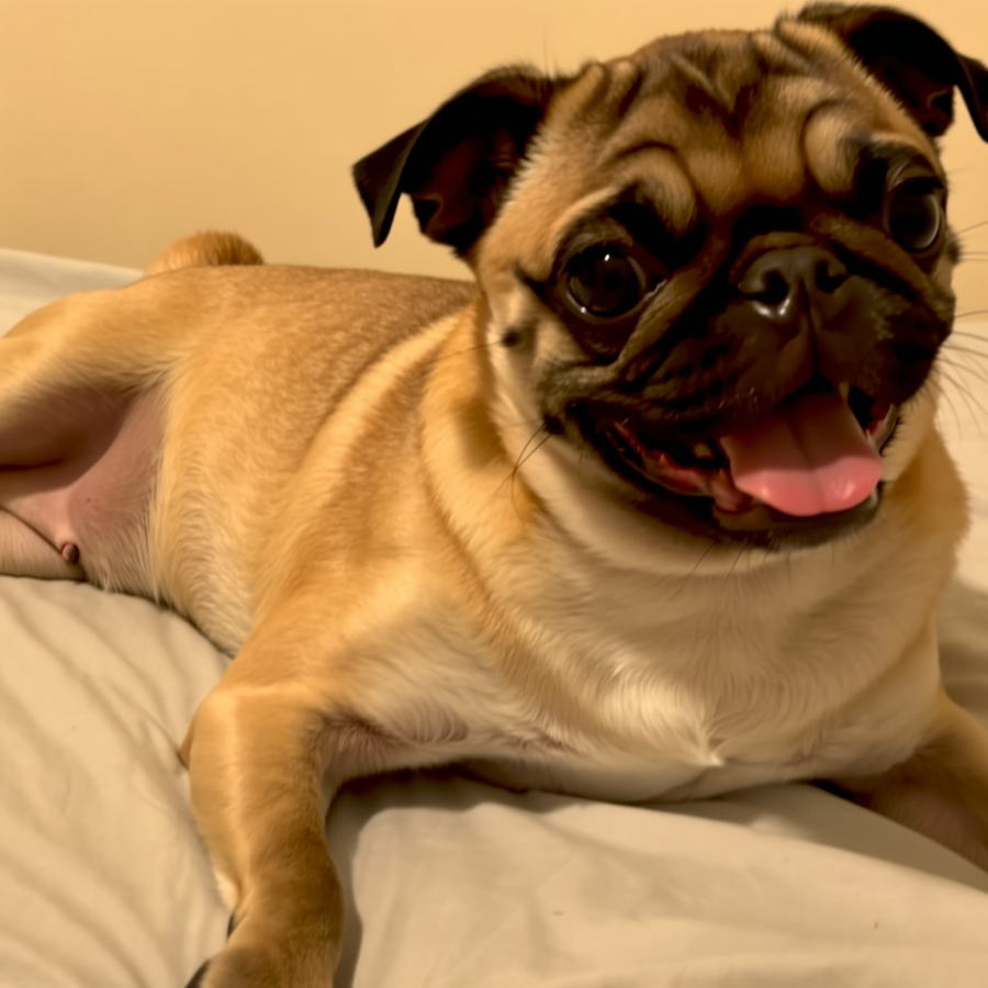Mops și pisică persană privind spre cameră, ambele cu față plată și ochi bombați