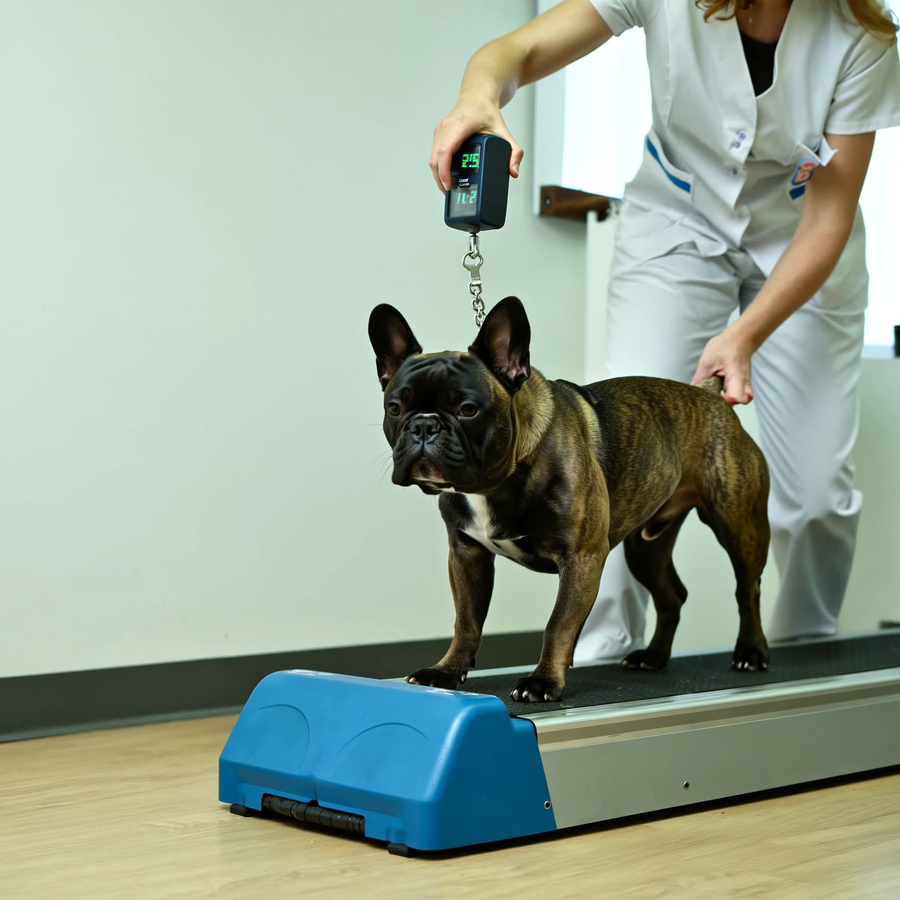 Bulldog francez în repaus, respirând cu gura deschisă la căldură