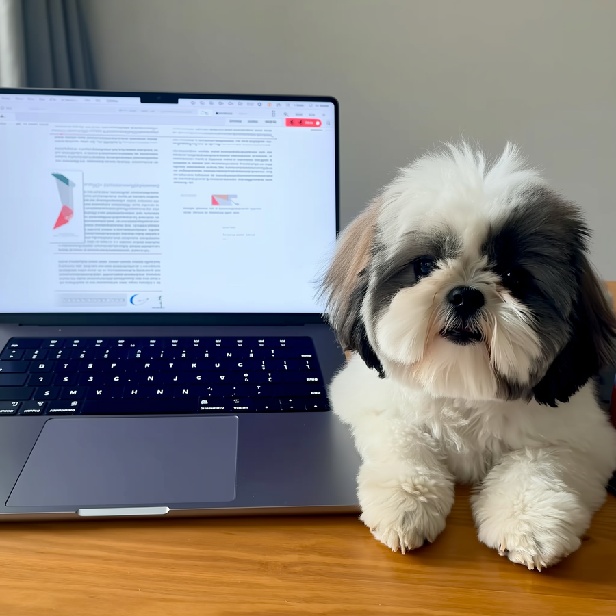 Shih tzu stă pe o bancă într-un parc din Sofia într-o dimineață cu ceață