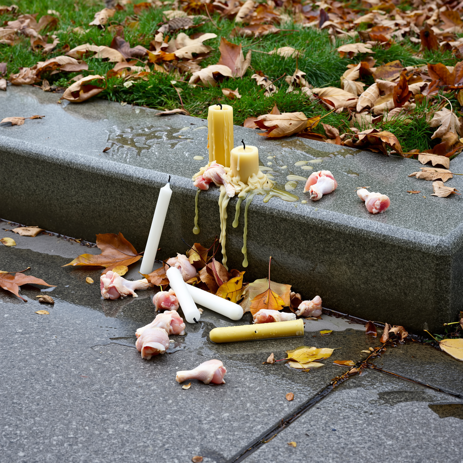 Zi de pomenire în noiembrie: ceară și firimituri din cimitir la câine